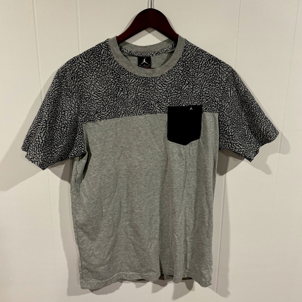 Air Jordan Shirt Mens Medium Gray Black Jumpman Logo Nike Basketball Cement